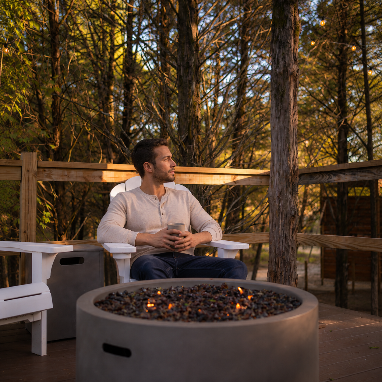 Man resting during a romantic couples retreat near Dallas Texas.